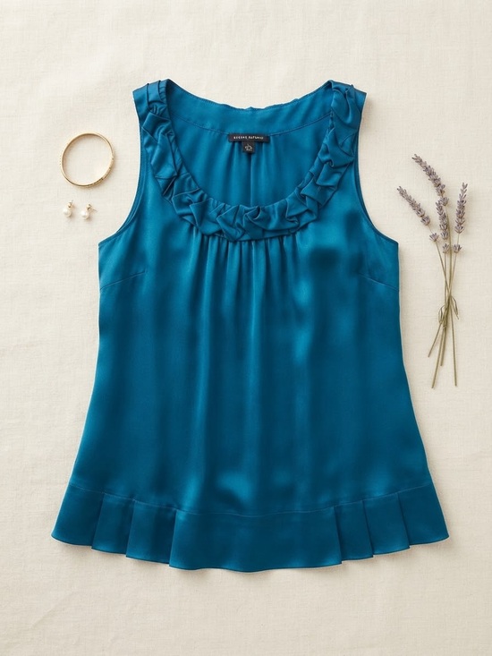 Banana Republic Tops - Banana Republic 100% Silk Sleeveless Ruffle Neck Top